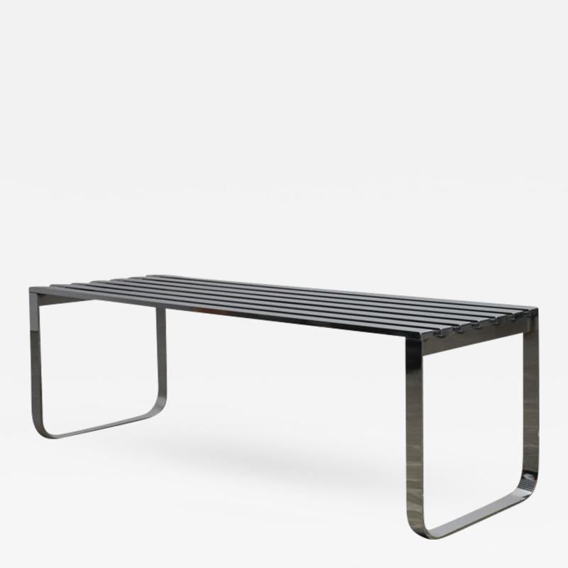 Milo Baughman Chrome Slat Bench by Milo Baughman