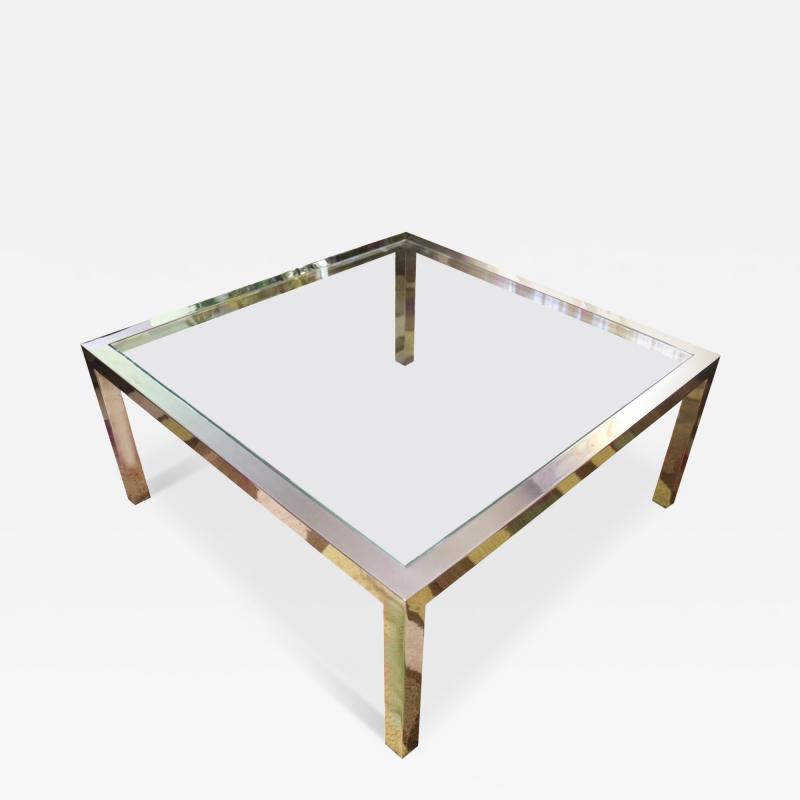 Milo Baughman Circa 70s Milo Baughman Chunky Chrome Square Glass Coffee Table