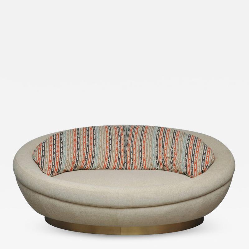 Milo Baughman Cuddle Pod Lounge Sofa on Brushed Brass Base circa 1970s