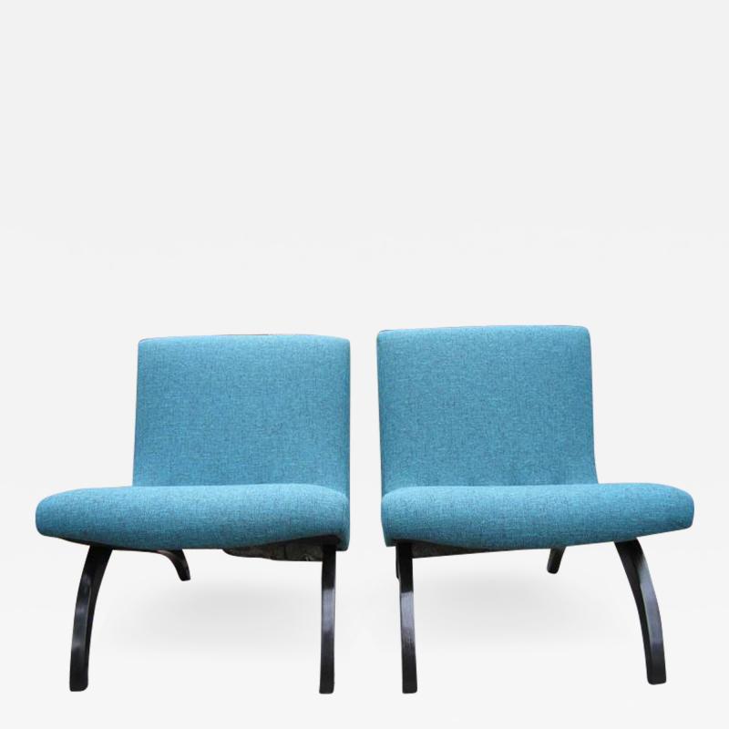 Milo Baughman Excellent Early Pair of Milo Baughman Scoop Chairs