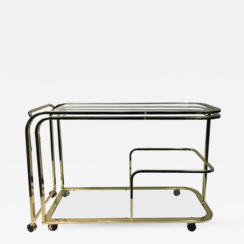 Milo Baughman Exceptional Expandable Brass Bar or Tea Cart by Milo Baughman for DIA