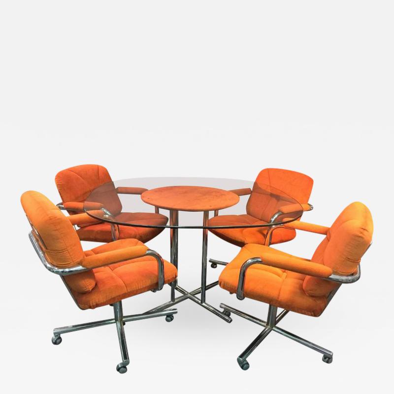 Milo Baughman Fantastic Chrome X Base Modernist Dining Set By Milo Baughman