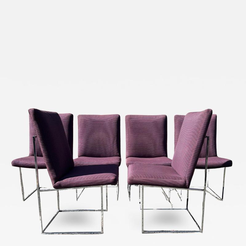 Milo Baughman Fantastic Set 6 Milo Baughman Thin Chrome Frame Dining Chair Mid Century Modern