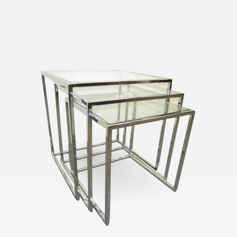 Milo Baughman Fantastic Set of Milo Baughman Chrome Nesting Tables Mid Century Modern