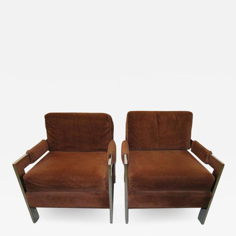 Milo Baughman Gorgeous Chunky Chrome Pair Milo Baughman Lounge Chairs Mid Century Modern