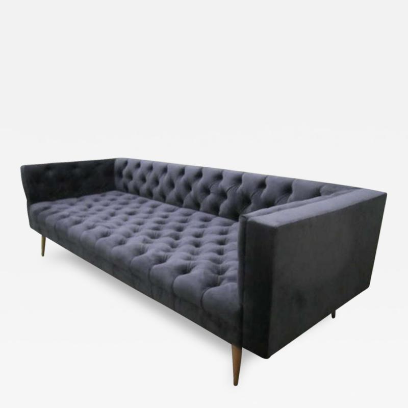 Milo Baughman Gorgeous Original Milo Baughman Tufted Sofa with Unusual Walnut Legs Mid century