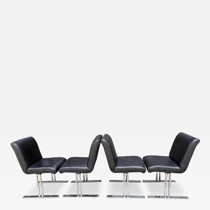 Milo Baughman Handsome Set 4 Milo Baughman Directional Chrome Dining Chair Mid Century Modern