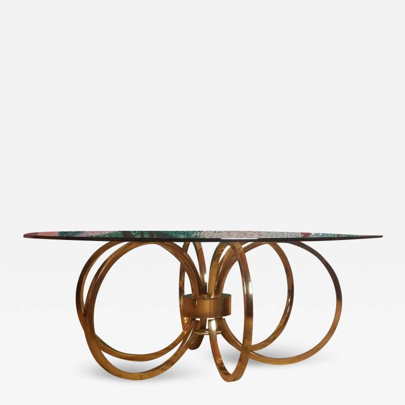 Milo Baughman Italian Brass Ring Coffee Table Circa 1960