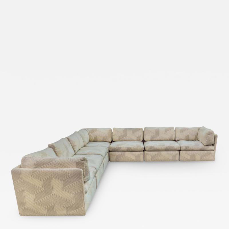 Milo Baughman Large 7 pcs Milo Baughman Thayer Coggin Sectional Sofa Geometric Pattern Fabric
