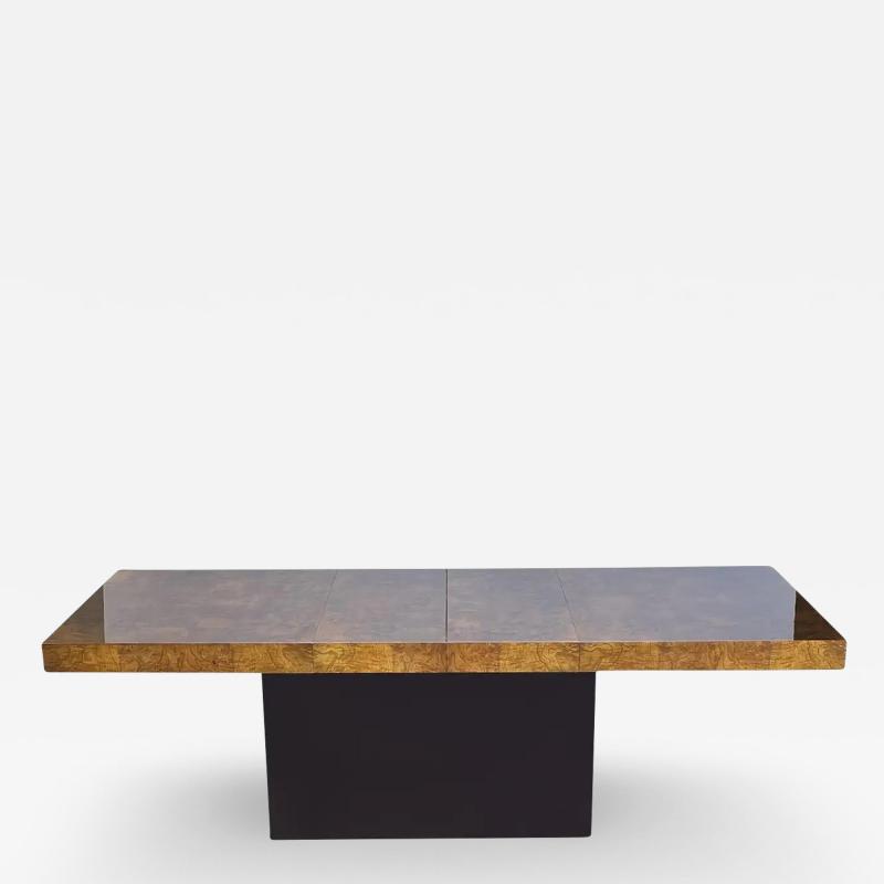 Milo Baughman Large Mid Century Modern Burl Wood Dining Table attributed to Milo Baughman