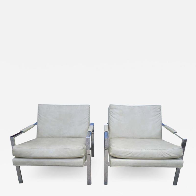Milo Baughman Lovely Pair of Milo Baughman Chrome Cube Chairs Mid Century Modern