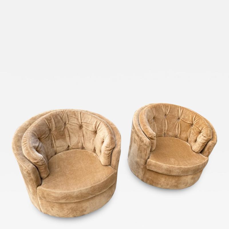 Milo Baughman MODERN PAIR OF BUTTON TUFTED SWIVEL CHAIRS