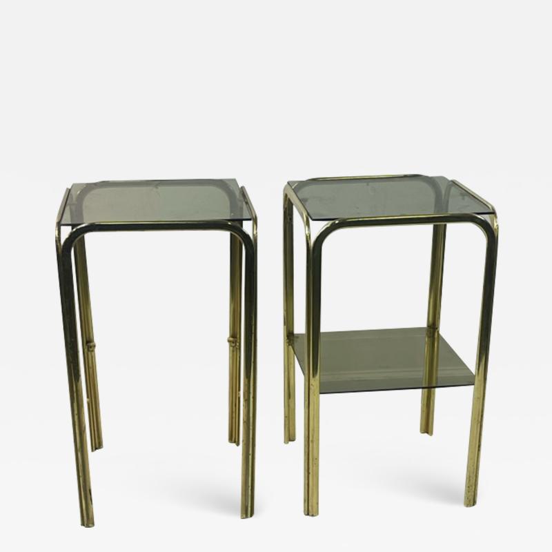 Milo Baughman MODERNIST PAIR OF GOLD TUBULAR DOUBLE TIER SIDE TABLES