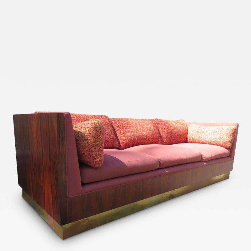 Milo Baughman Magnificent Milo Baughman Rosewood Case Sofa Brass Base Mid Century Modern