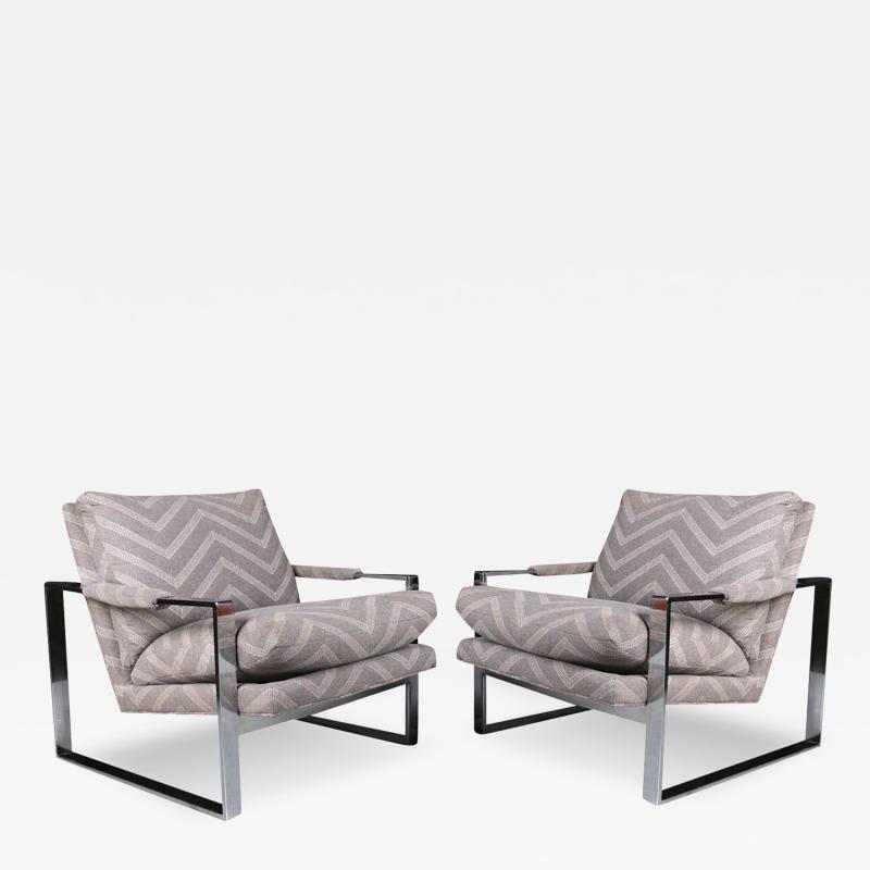 Milo Baughman Mid Century Chrome Lounge Chairs Milo Baughman style Pair