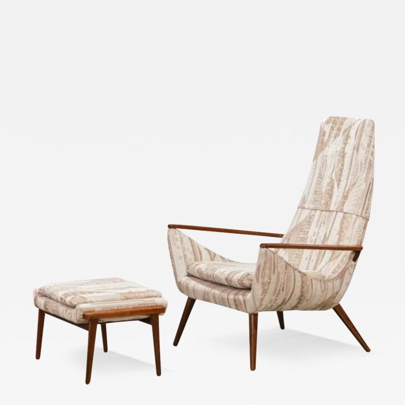 Milo Baughman Mid Century Modern Sculptural Lounge Chair and Ottoman