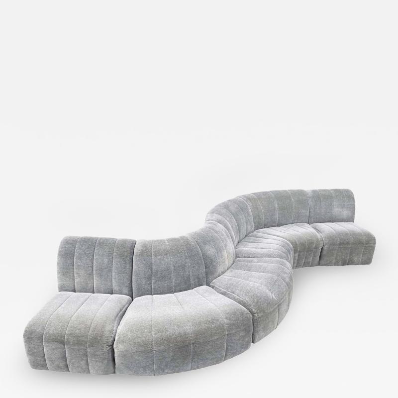 Milo Baughman Mid Century Modern Serpentine Milo Baughman Modular Sectional Sofa in Gray