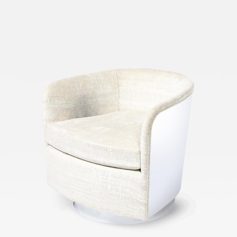 Milo Baughman Mid Century Modernist Chrome Upholstered Swivel Club Chair by Milo Baughman