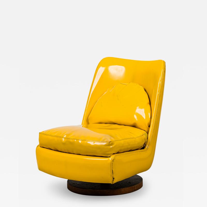 Milo Baughman Milo Baughman American Bright Yellow Patent Leather Swivel Tilt Slipper Chair