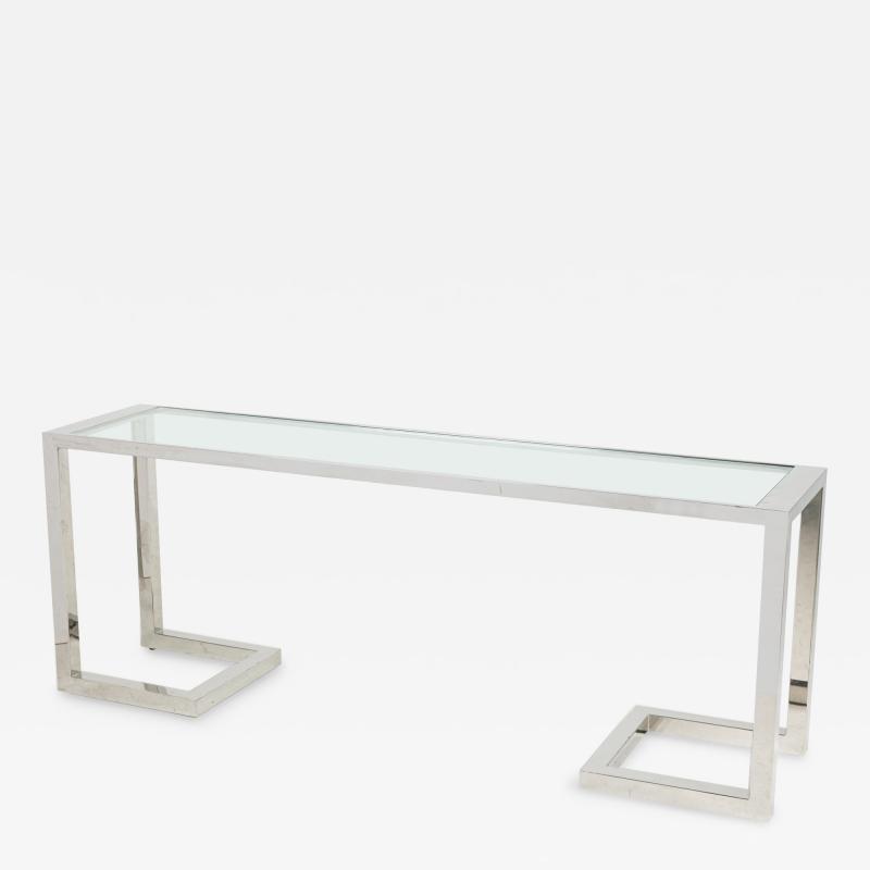 Milo Baughman Milo Baughman American Modern Polished Chrome and Glass Bracket Console Table