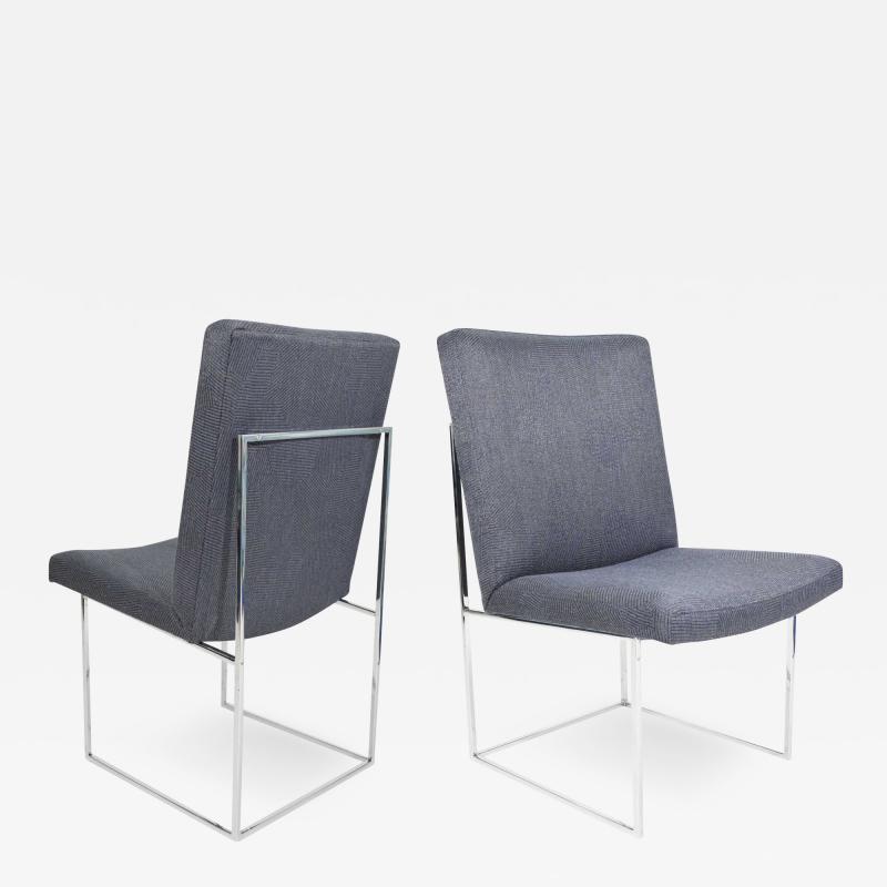 Milo Baughman Milo Baughman Chrome Dining Chair in Holly Hunt Blue Alpaca by Pairs up to 8