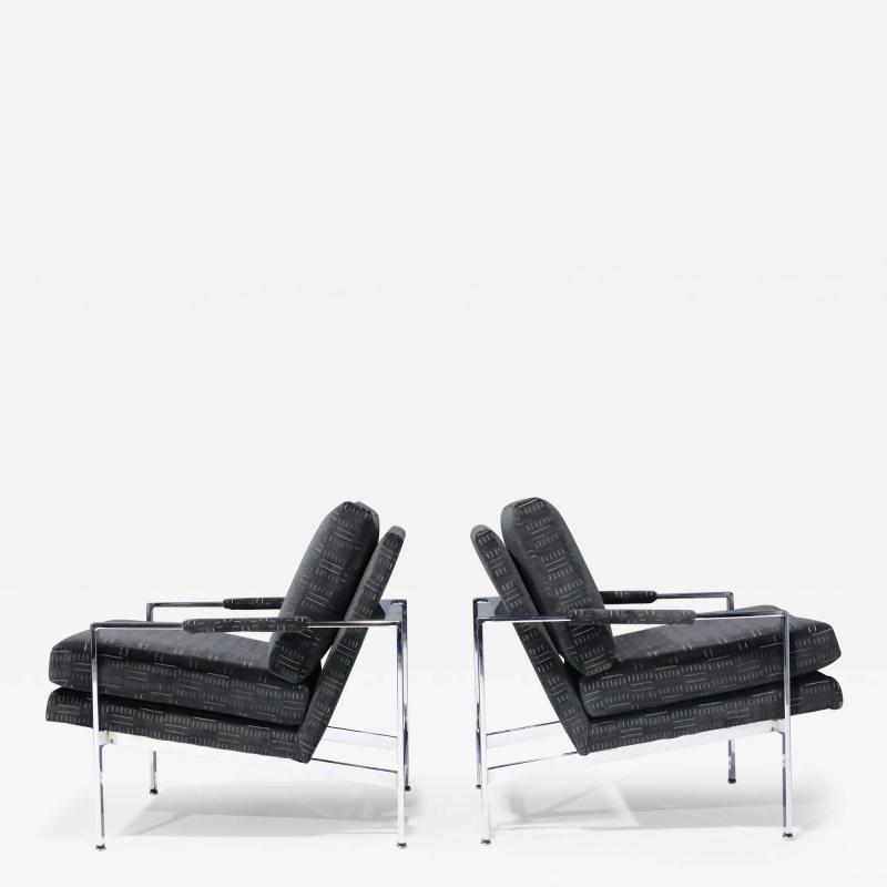 Milo Baughman Milo Baughman Chrome Frame Lounge Chairs in Deep Charcoal Velvet