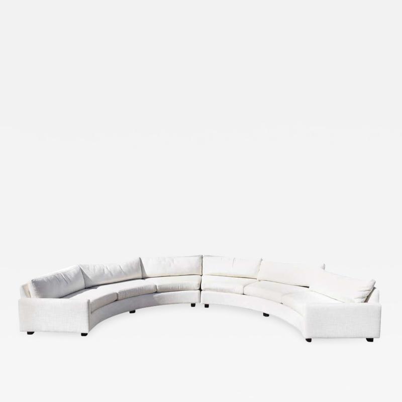Milo Baughman Milo Baughman Curved Sectional in White Woven Fabric