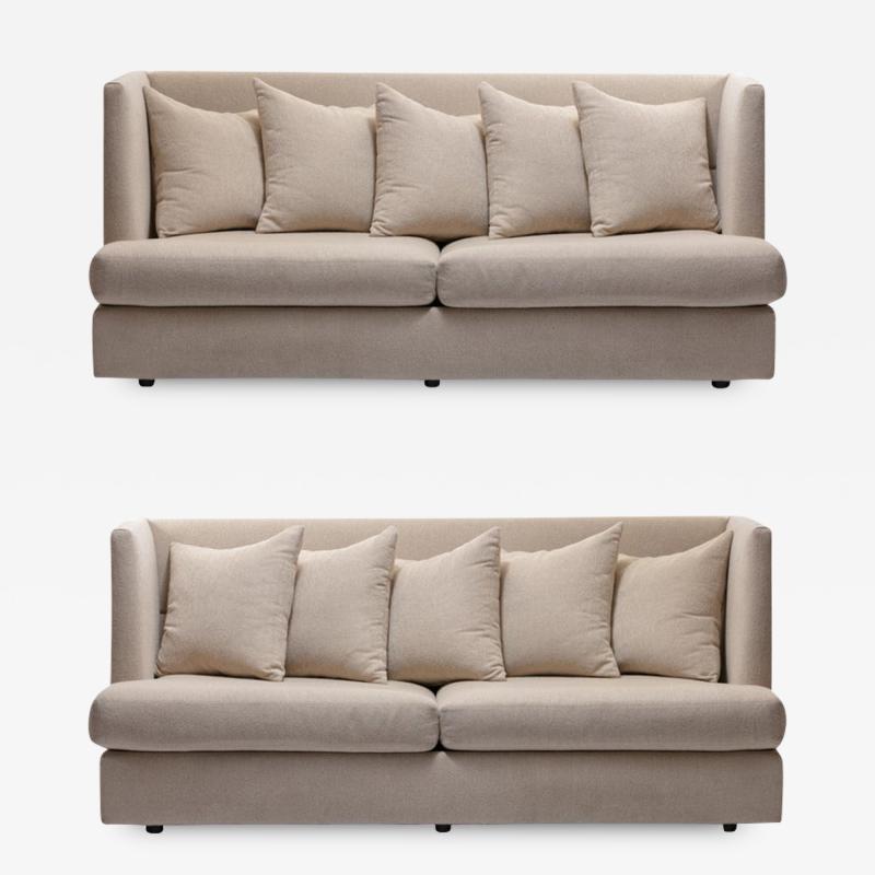 Milo Baughman Milo Baughman Ivory Beige Shelter Sofa Pair Available Priced Individually 