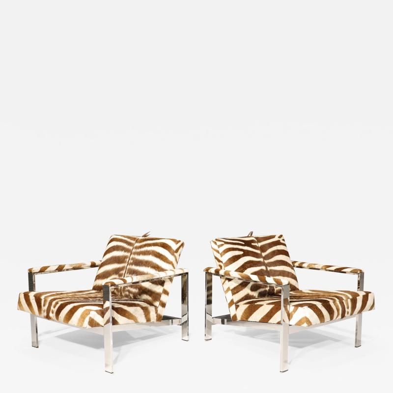 Milo Baughman Milo Baughman Lounge Chairs in Zebra Hide