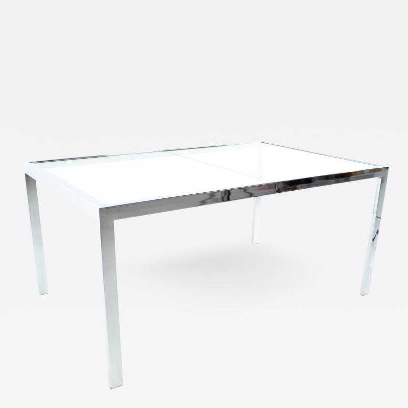 Milo Baughman Milo Baughman Mid Century Chrome Expanding Dining Table