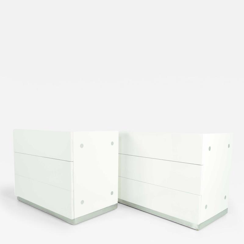 Milo Baughman Milo Baughman Nightstands in White Lacquer