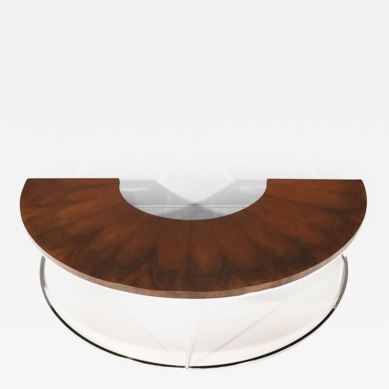 Milo Baughman Milo Baughman Rosewood and Chrome Semi circle Cocktail Table