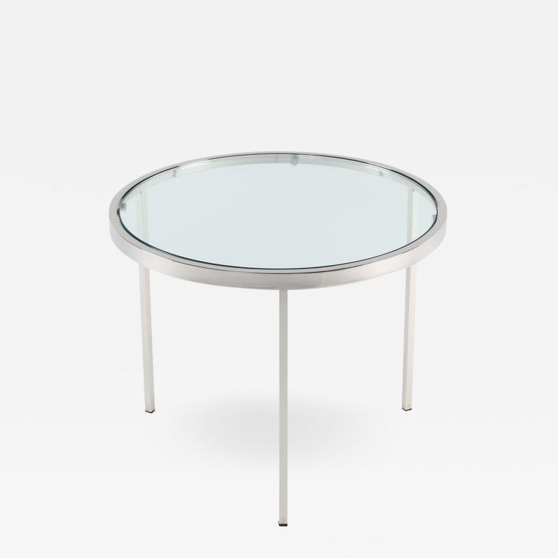 Milo Baughman Round Chrome Side Table With Inset Glass Top - Black Round Side Table With Glass Top Milo Baughman Round Chrome Side Table With Inset Glass Top - Black Round Side Table With Glass Top