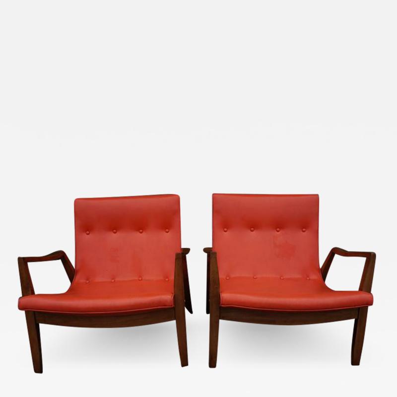 Milo Baughman Milo Baughman Signed Pair Scoop Lounge Chairs James Inc 