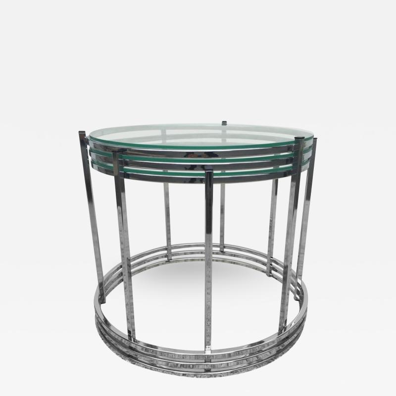 Milo Baughman Milo Baughman Style Chrome Glass Stacking Nesting Side Tables