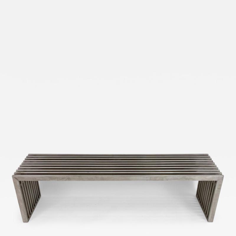 Milo Baughman Milo Baughman Style Chrome Slat Bench 59 