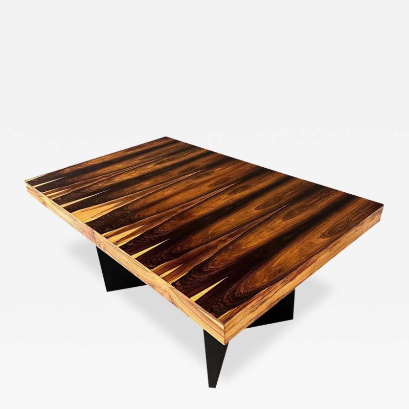 Milo Baughman Milo Baughman Style Dining Table in Incredible Marabunda Wood Veneer Midcentury