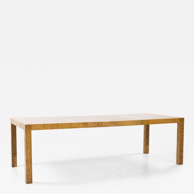 Milo Baughman Milo Baughman Style Mid Century Burlwood Expanding Dining Table with 2 Leaves