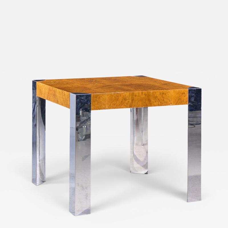 Milo Baughman Milo Baughman Style Mid Century Chrome and Burlwood Dining Table