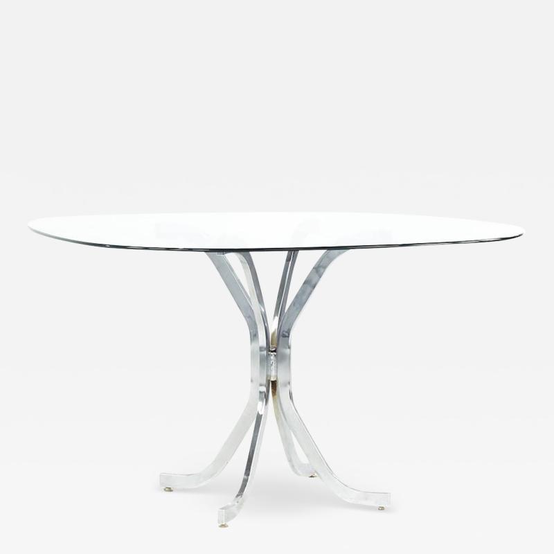 Milo Baughman Milo Baughman Style Mid Century Glass and Chrome Dining Room Table