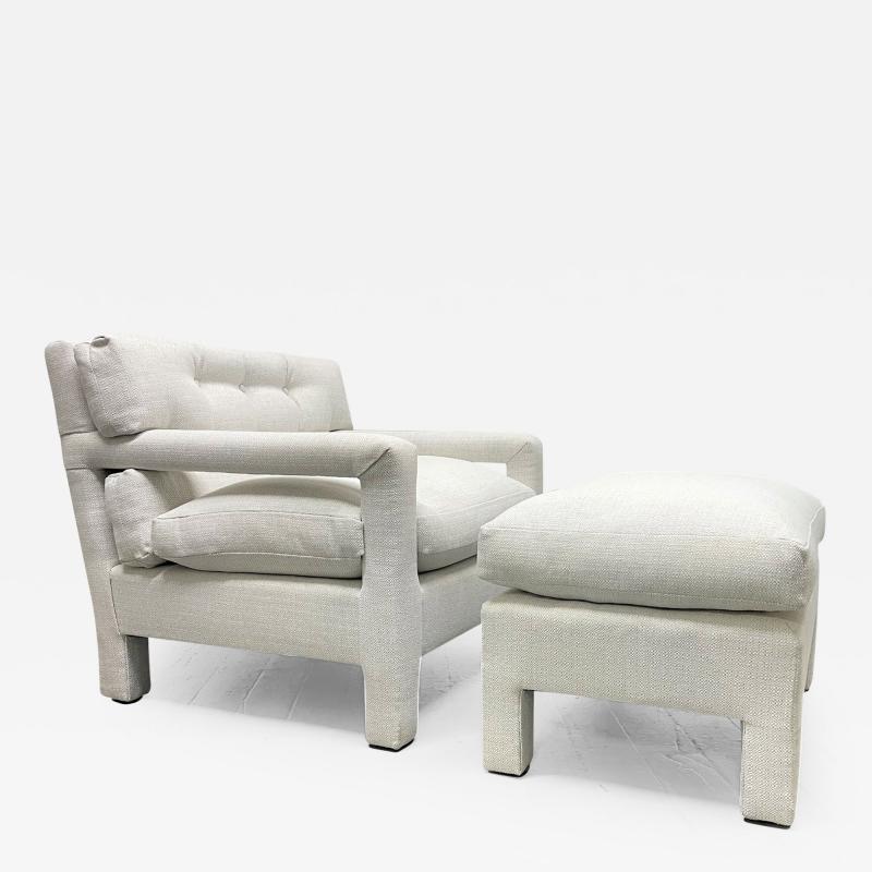 Milo Baughman Milo Baughman Style Parsons Lounge Chair and Matching Ottoman