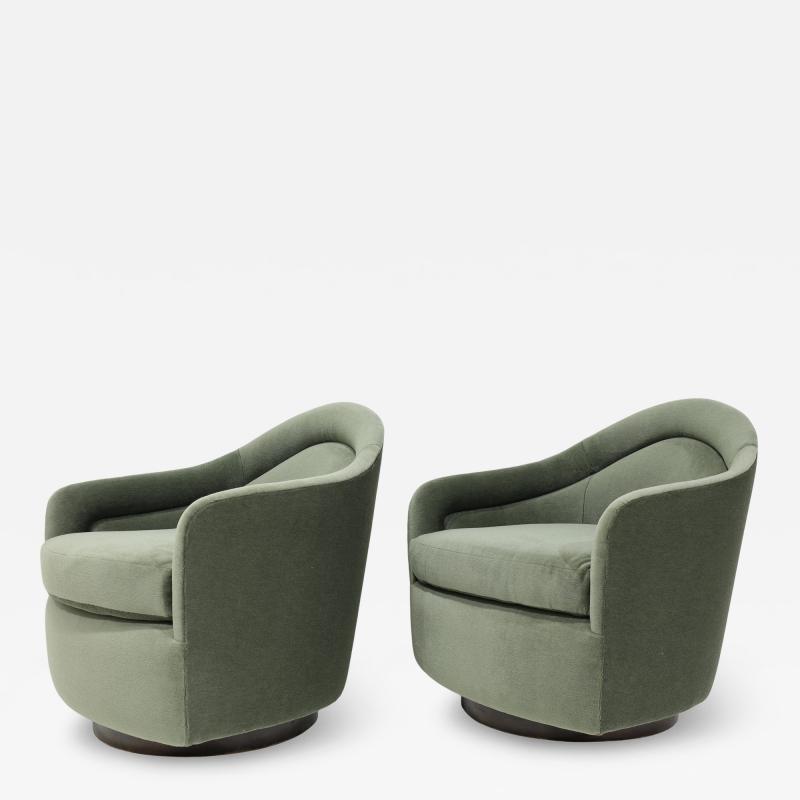 Milo Baughman Milo Baughman Style Teardrop Lounge Chairs in Vendome Mohair