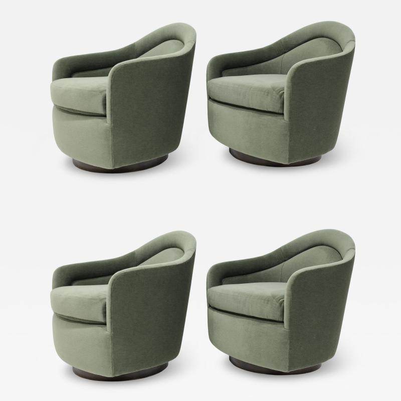 Milo Baughman Milo Baughman Style Teardrop Lounge Chairs in Vendome Mohair