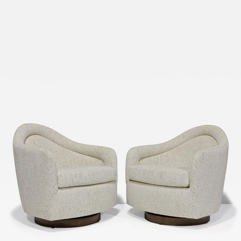 Milo Baughman Milo Baughman Teardrop Tilt Swivels with Plush Chenille Upholstery