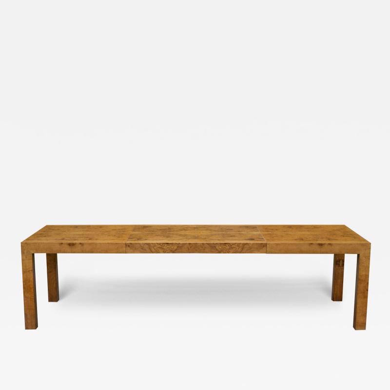 Milo Baughman Milo Baughman Thayer Coggin Extra Large Parsons Burl Dining Table w 2 Leaves