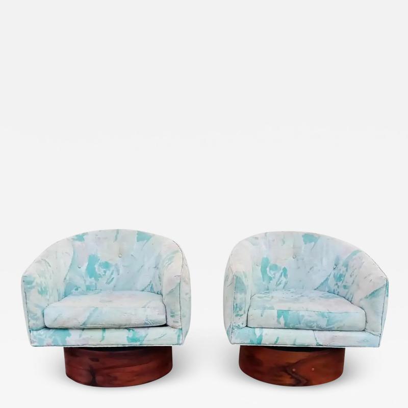 Milo Baughman Milo Baughman Thayer Coggin Pair Swivel Lounge Chairs Rosewood Midcentury Modern