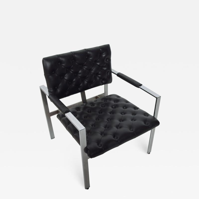 Milo Baughman Milo Baughman Tufted Lounge Chair Faux Leather Chrome Thayer Coggin 1960s