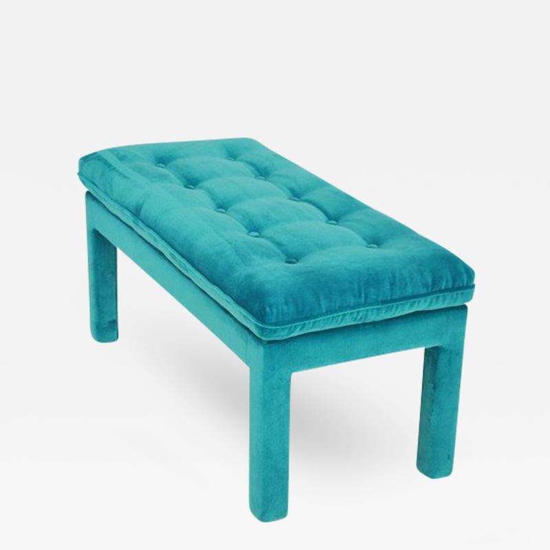 Milo Baughman Milo Baughman Turquoise Velvet Bench