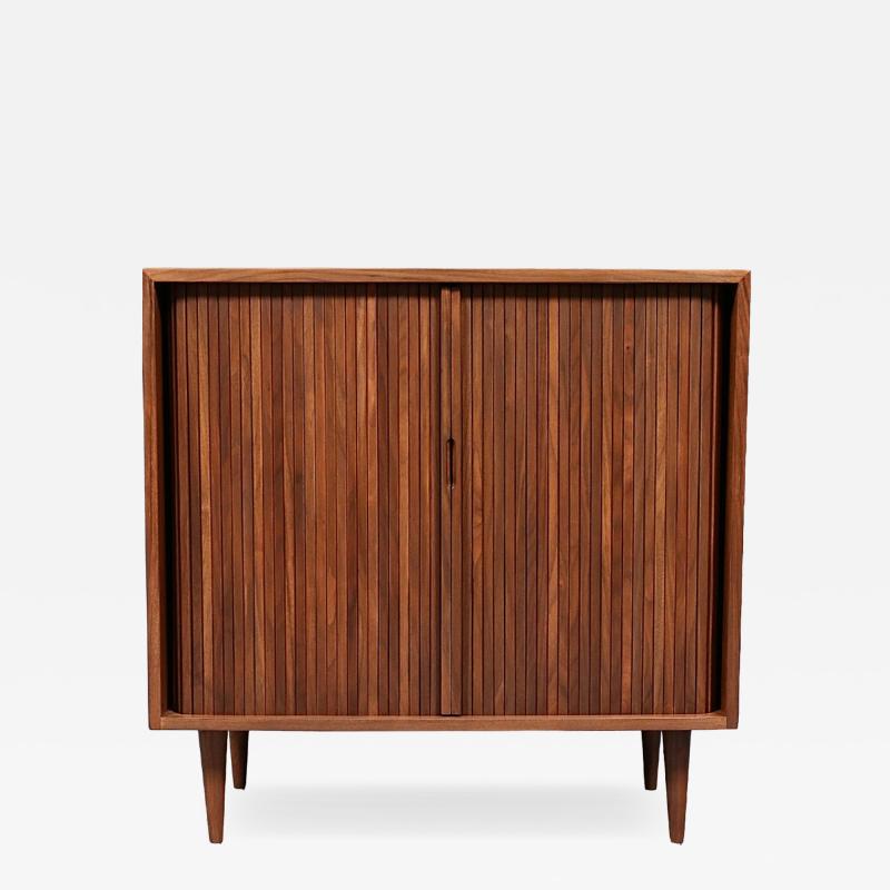 Milo Baughman Milo Baughman Walnut Tambour Door Cabinet for Glenn of CA