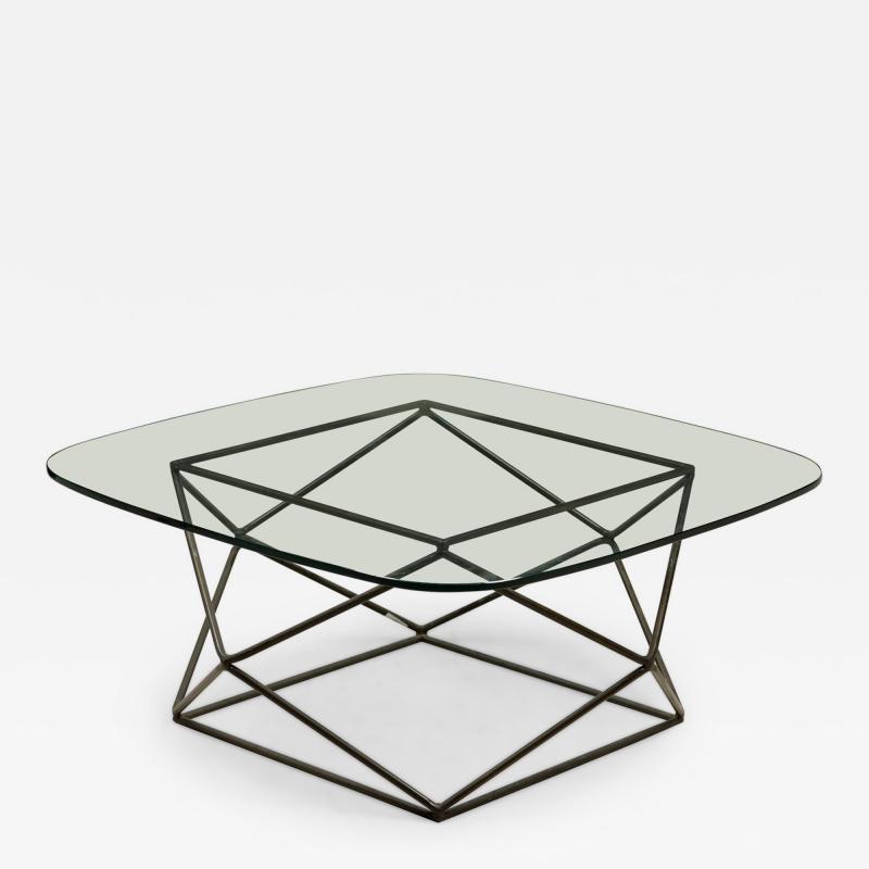 Milo Baughman Milo Baughman for Directional Mid Century Bronze and Glass Geometric Cocktail 